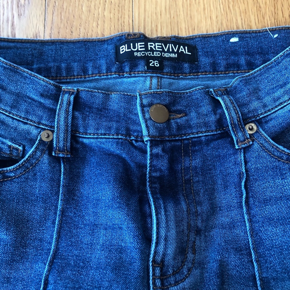 Blue Revival Wide Leg Cuffed Blue Women's Jeans - Picture 4 of 5